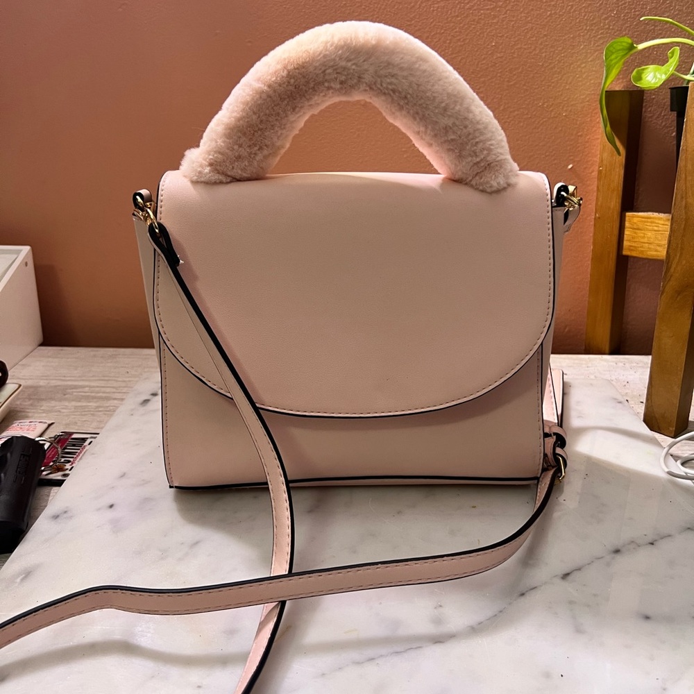 Pink Fur Sidestrap Purse Crossbody